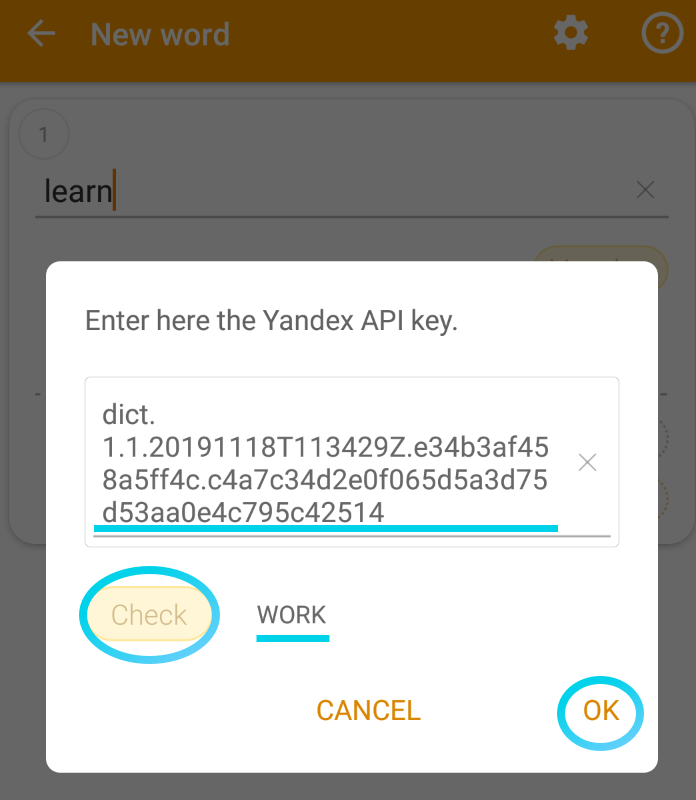 How to enable Yandex Dictionary translation?